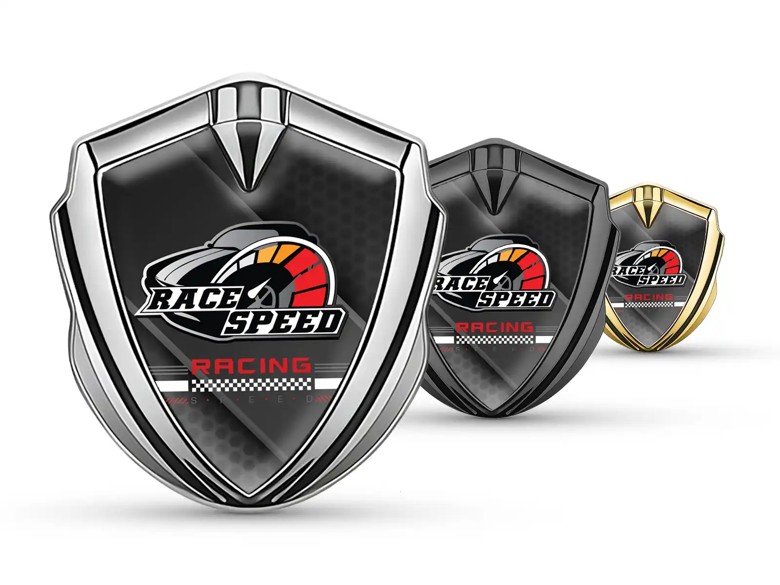 Car Badges Racing Design Glossy Metal Edge